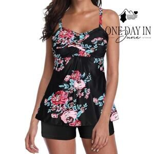 Adisputent Floral Boyshort Tankini Swimsuit Size XL